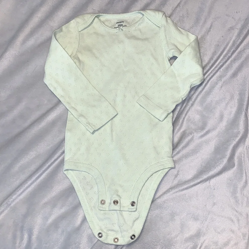 Carters long sleeve onesies bodysuits heart pointelle 24 months mint green pink
